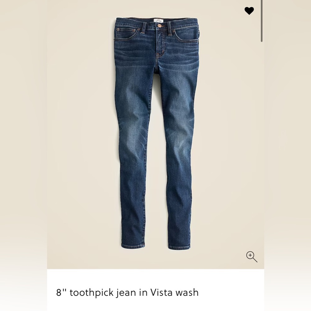 J. Crew 8" toothpick jean in Vista wash